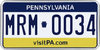 PA license plate MRM0034