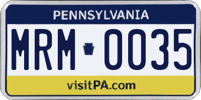 PA license plate MRM0035