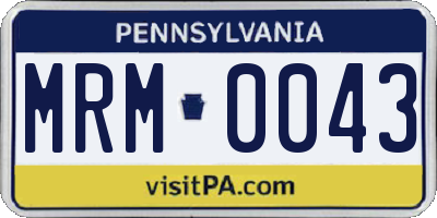 PA license plate MRM0043