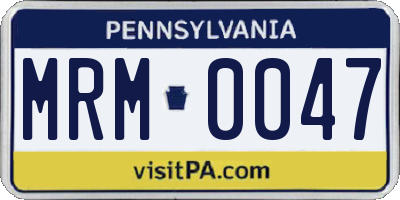 PA license plate MRM0047