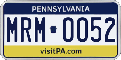 PA license plate MRM0052