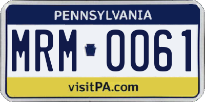 PA license plate MRM0061