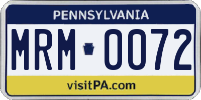 PA license plate MRM0072