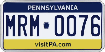 PA license plate MRM0076