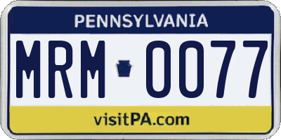 PA license plate MRM0077