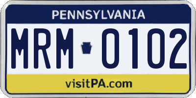 PA license plate MRM0102