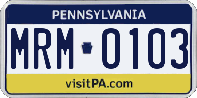PA license plate MRM0103