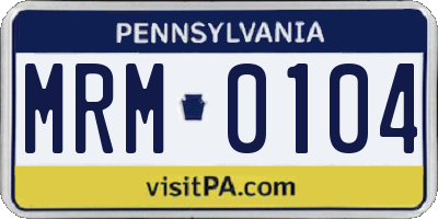 PA license plate MRM0104