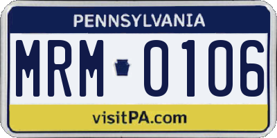 PA license plate MRM0106