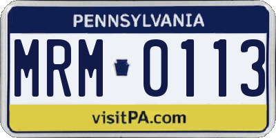 PA license plate MRM0113