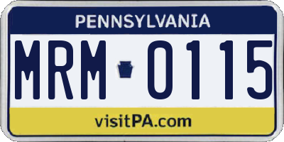 PA license plate MRM0115