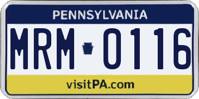 PA license plate MRM0116