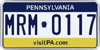 PA license plate MRM0117