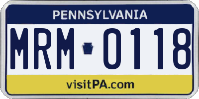 PA license plate MRM0118