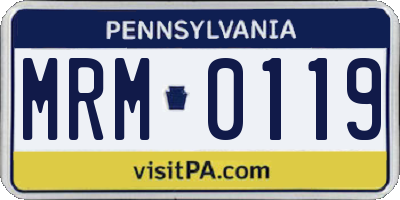 PA license plate MRM0119