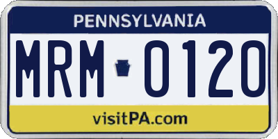 PA license plate MRM0120