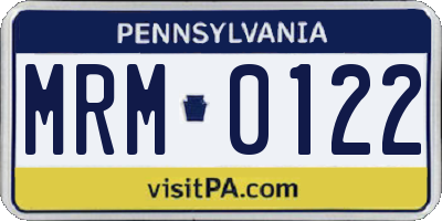 PA license plate MRM0122