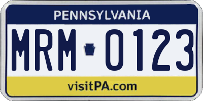 PA license plate MRM0123