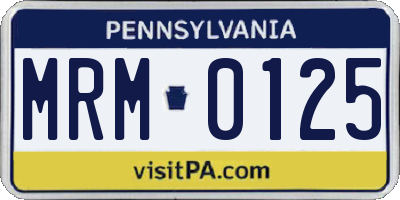 PA license plate MRM0125