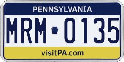 PA license plate MRM0135