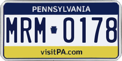PA license plate MRM0178