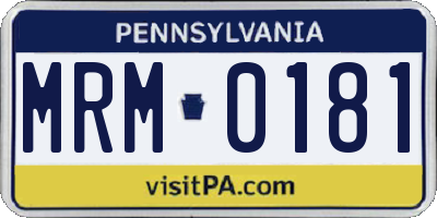 PA license plate MRM0181