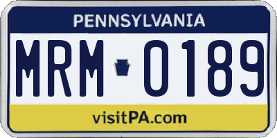 PA license plate MRM0189
