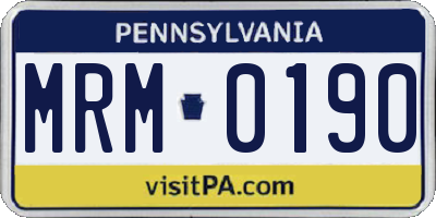 PA license plate MRM0190