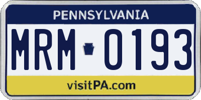 PA license plate MRM0193