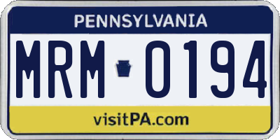 PA license plate MRM0194