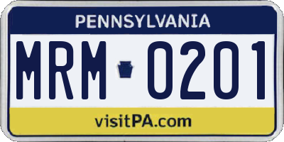 PA license plate MRM0201