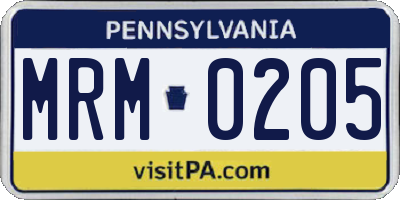PA license plate MRM0205