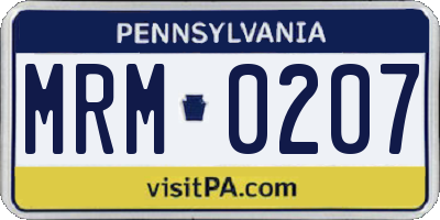 PA license plate MRM0207