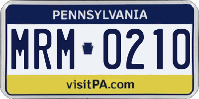 PA license plate MRM0210