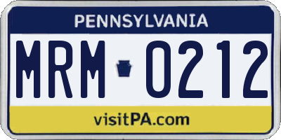 PA license plate MRM0212