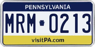 PA license plate MRM0213