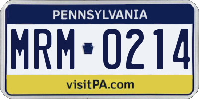 PA license plate MRM0214