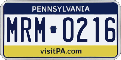 PA license plate MRM0216