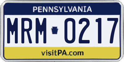 PA license plate MRM0217