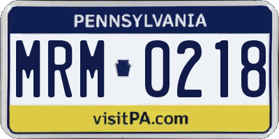 PA license plate MRM0218