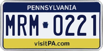 PA license plate MRM0221