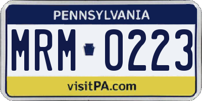 PA license plate MRM0223