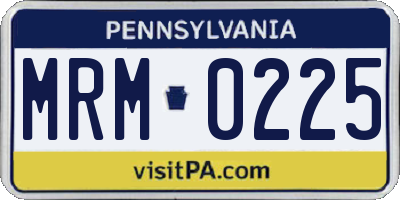 PA license plate MRM0225