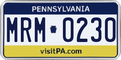 PA license plate MRM0230