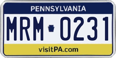 PA license plate MRM0231