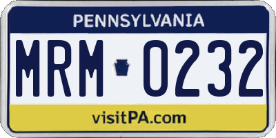 PA license plate MRM0232