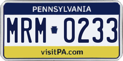 PA license plate MRM0233