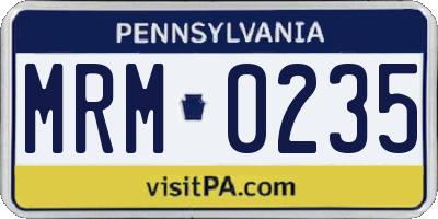 PA license plate MRM0235