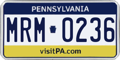 PA license plate MRM0236