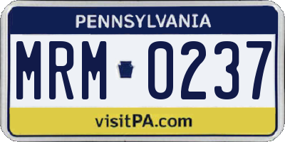 PA license plate MRM0237